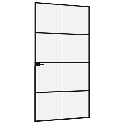 vidaXL Interior Door Black 102x201,5 cm Tempered Glass&Aluminium Slim 4
