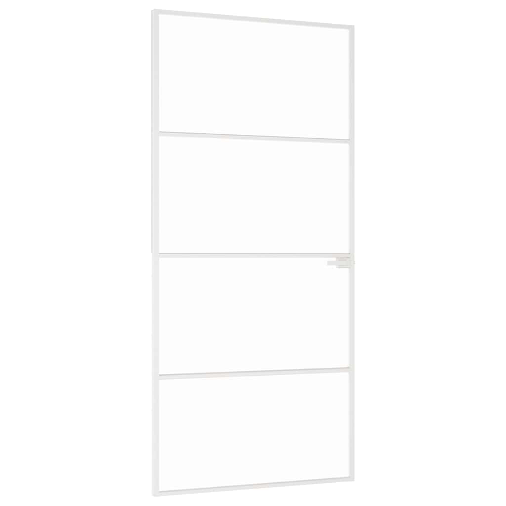 vidaXL Interior Door White 93x201,5 cm Tempered Glass&Aluminium Slim 2