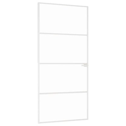 vidaXL Interior Door White 93x201,5 cm Tempered Glass&Aluminium Slim 2