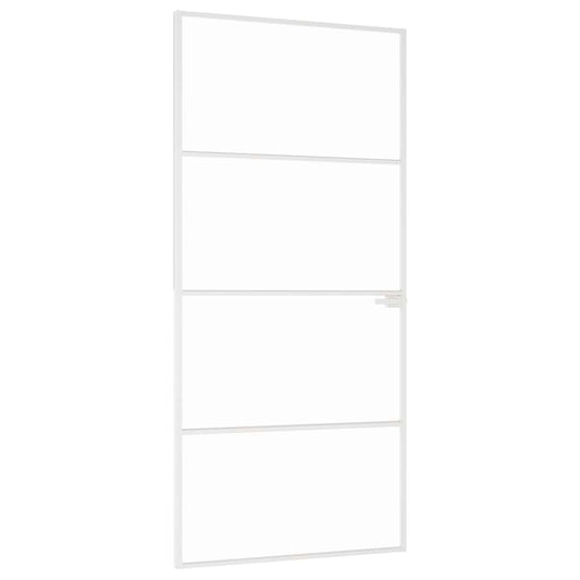 vidaXL Interior Door White 93x201,5 cm Tempered Glass&Aluminium Slim 2