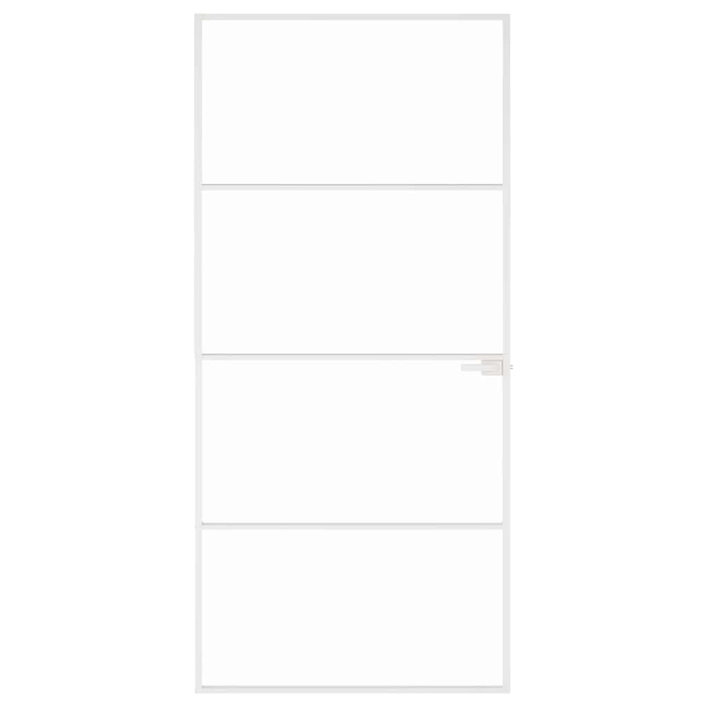 vidaXL Interior Door White 93x201,5 cm Tempered Glass&Aluminium Slim 3