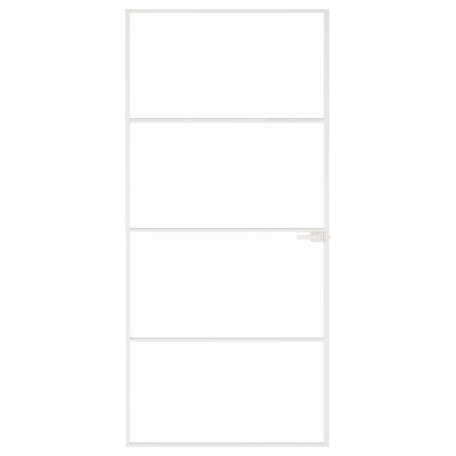 vidaXL Interior Door White 93x201,5 cm Tempered Glass&Aluminium Slim 3