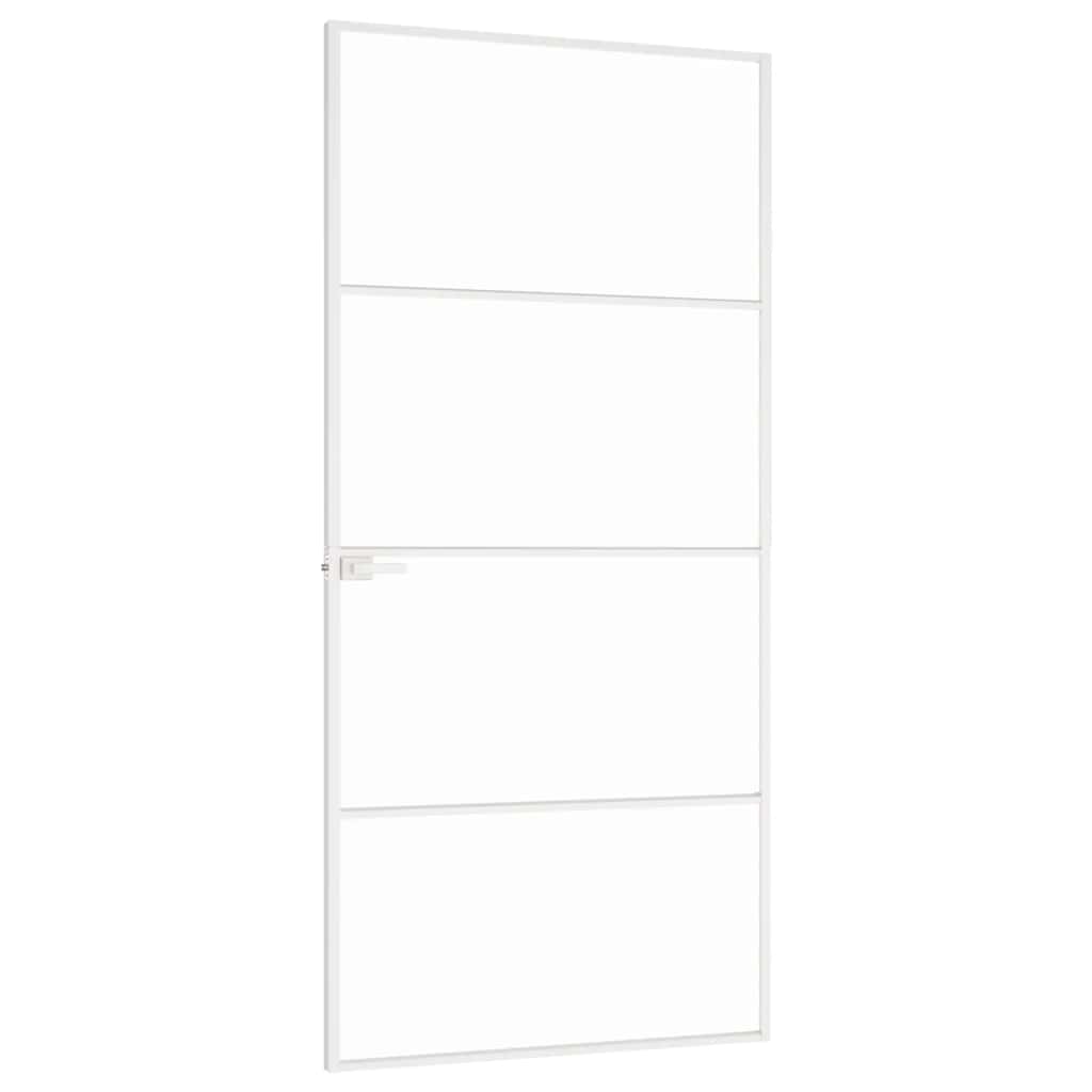 vidaXL Interior Door White 93x201,5 cm Tempered Glass&Aluminium Slim 4