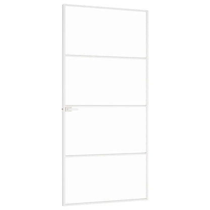 vidaXL Interior Door White 93x201,5 cm Tempered Glass&Aluminium Slim 4