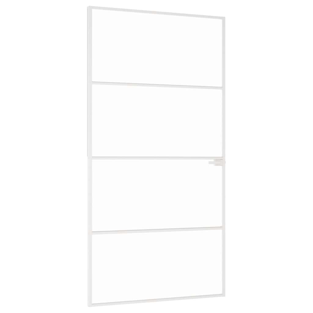 vidaXL Interior Door White 102x201,5 cm Tempered Glass&Aluminium Slim 2