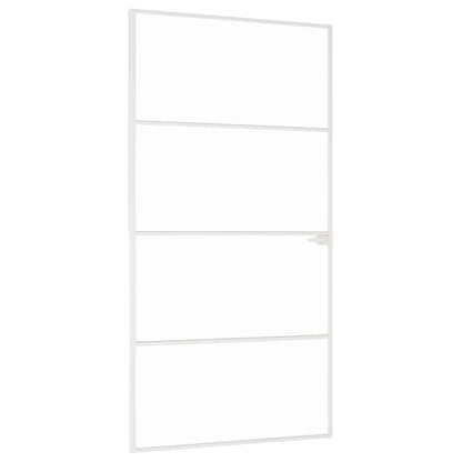vidaXL Interior Door White 102x201,5 cm Tempered Glass&Aluminium Slim 2