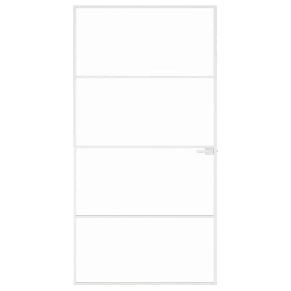 vidaXL Interior Door White 102x201,5 cm Tempered Glass&Aluminium Slim 3