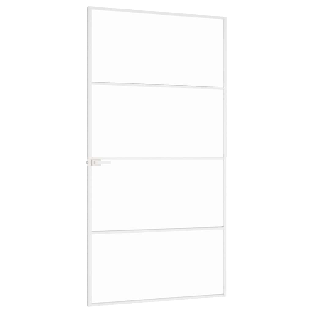 vidaXL Interior Door White 102x201,5 cm Tempered Glass&Aluminium Slim 4