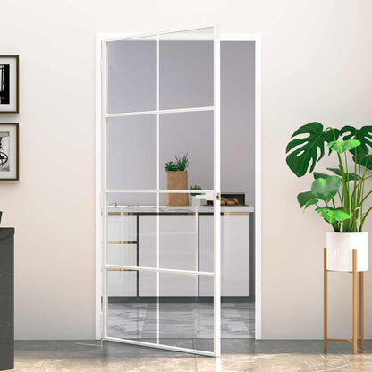 vidaXL Interior Door White 102x201,5 cm Tempered Glass&Aluminium Slim 1