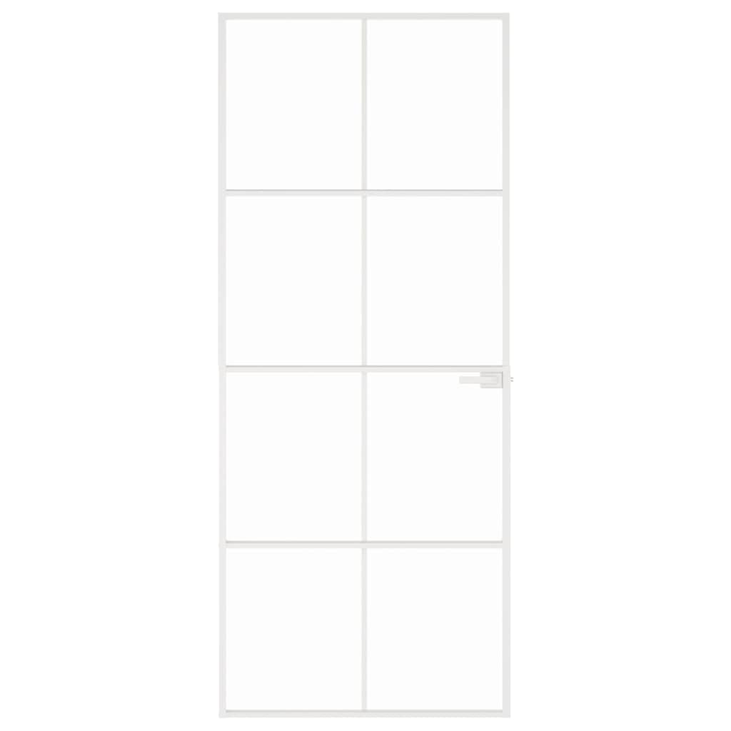 vidaXL Interior Door White 83x201,5 cm Tempered Glass&Aluminium Slim 3