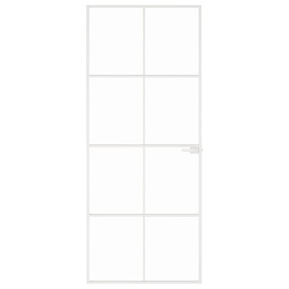 vidaXL Interior Door White 83x201,5 cm Tempered Glass&Aluminium Slim 3