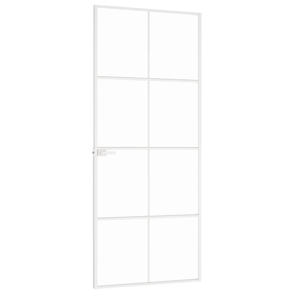 vidaXL Interior Door White 83x201,5 cm Tempered Glass&Aluminium Slim 4