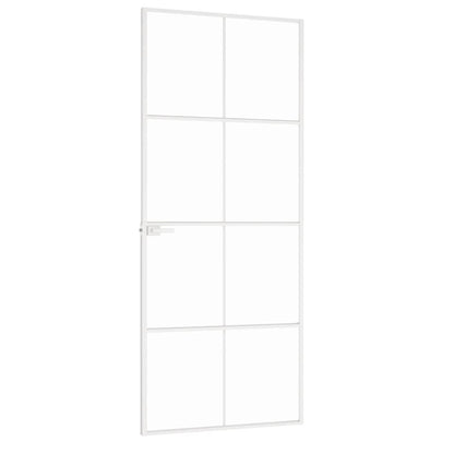 vidaXL Interior Door White 83x201,5 cm Tempered Glass&Aluminium Slim 4
