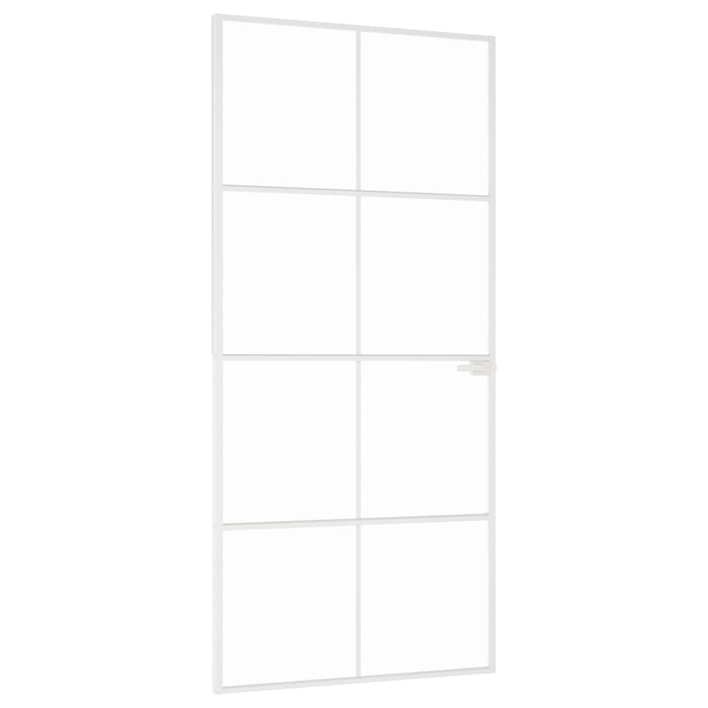 vidaXL Interior Door White 93x201,5 cm Tempered Glass&Aluminium Slim 2