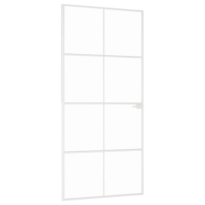vidaXL Interior Door White 93x201,5 cm Tempered Glass&Aluminium Slim 2
