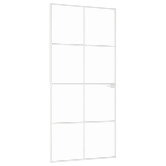 vidaXL Interior Door White 93x201,5 cm Tempered Glass&Aluminium Slim 2