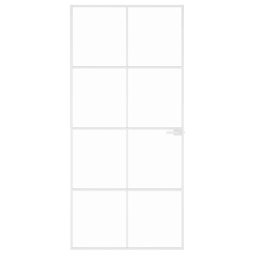 vidaXL Interior Door White 93x201,5 cm Tempered Glass&Aluminium Slim 3