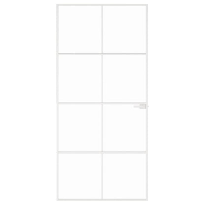 vidaXL Interior Door White 93x201,5 cm Tempered Glass&Aluminium Slim 3