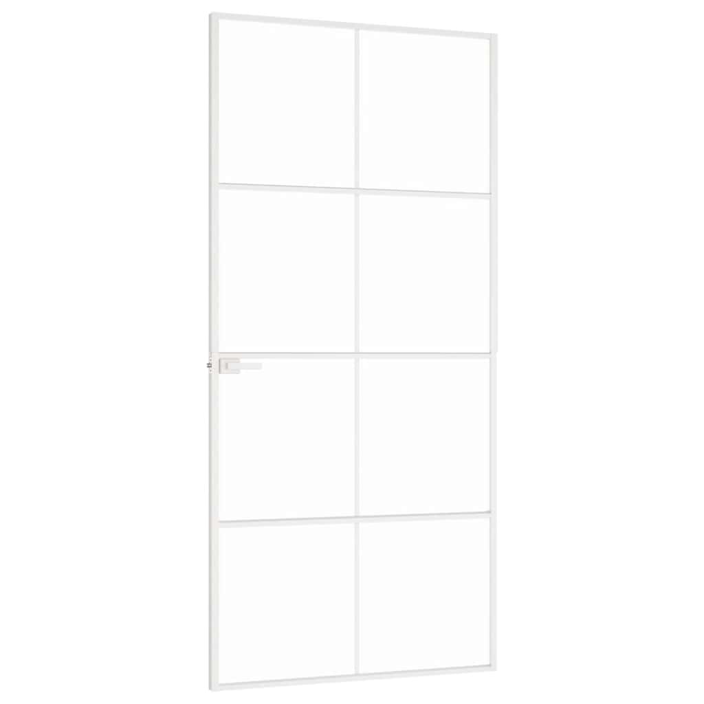 vidaXL Interior Door White 93x201,5 cm Tempered Glass&Aluminium Slim 4