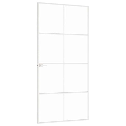 vidaXL Interior Door White 93x201,5 cm Tempered Glass&Aluminium Slim 4