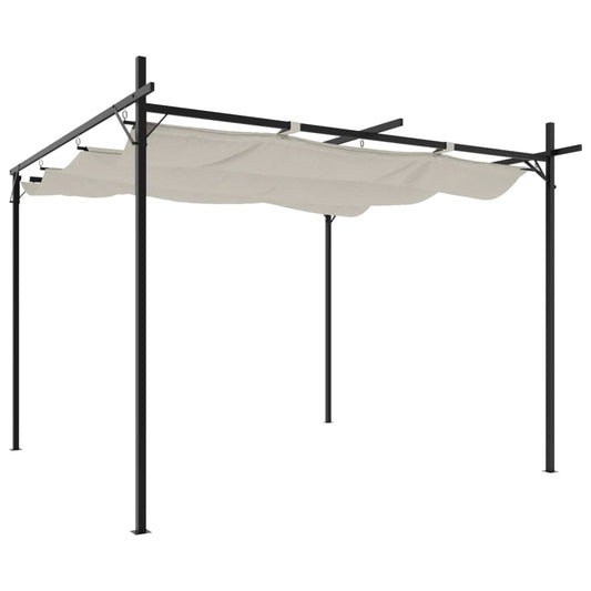vidaXL Pergola with Retractable Roof Cream 295x292x230 cm 2