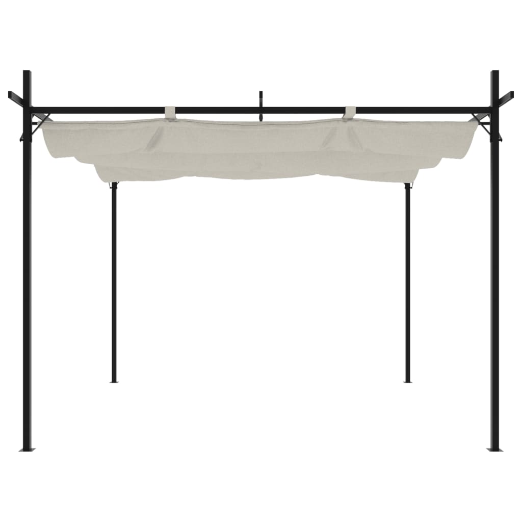 vidaXL Pergola with Retractable Roof Cream 295x292x230 cm 3