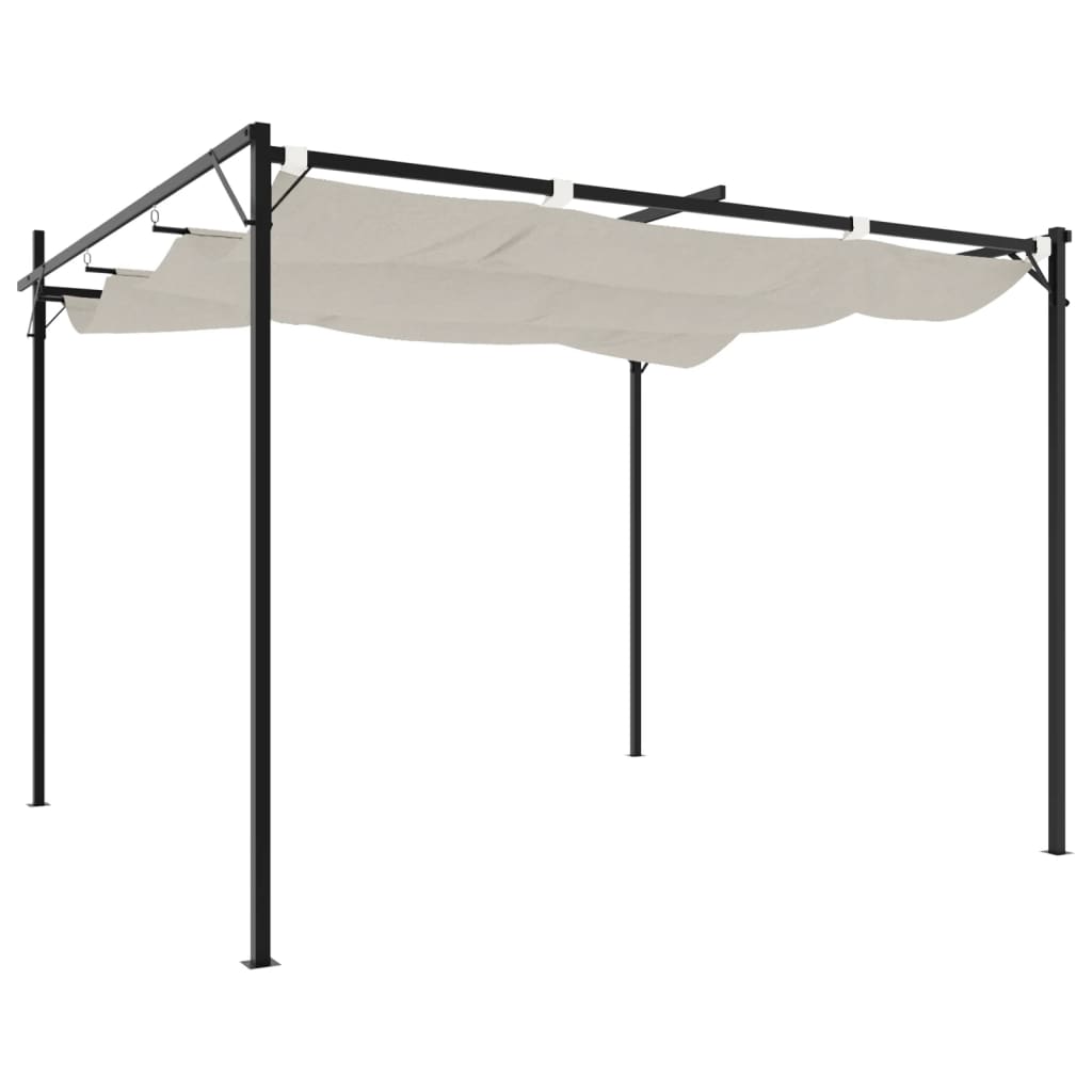 vidaXL Pergola with Retractable Roof Cream 295x292x230 cm 5