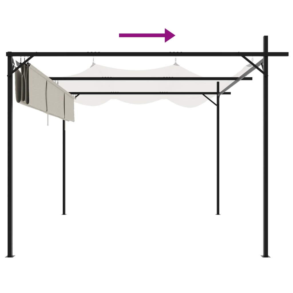 vidaXL Pergola with Retractable Roof Cream 295x292x230 cm 6