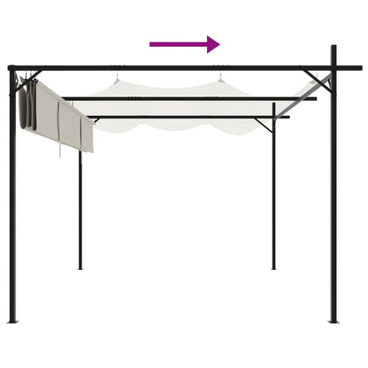 vidaXL Pergola with Retractable Roof Cream 295x292x230 cm 6