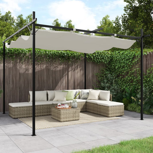 vidaXL Pergola with Retractable Roof Cream 295x292x230 cm 1