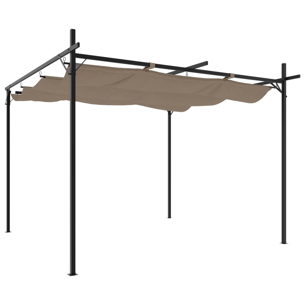 vidaXL Pergola with Retractable Roof Taupe 295x292x230 cm 2