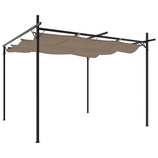 vidaXL Pergola with Retractable Roof Taupe 295x292x230 cm 2