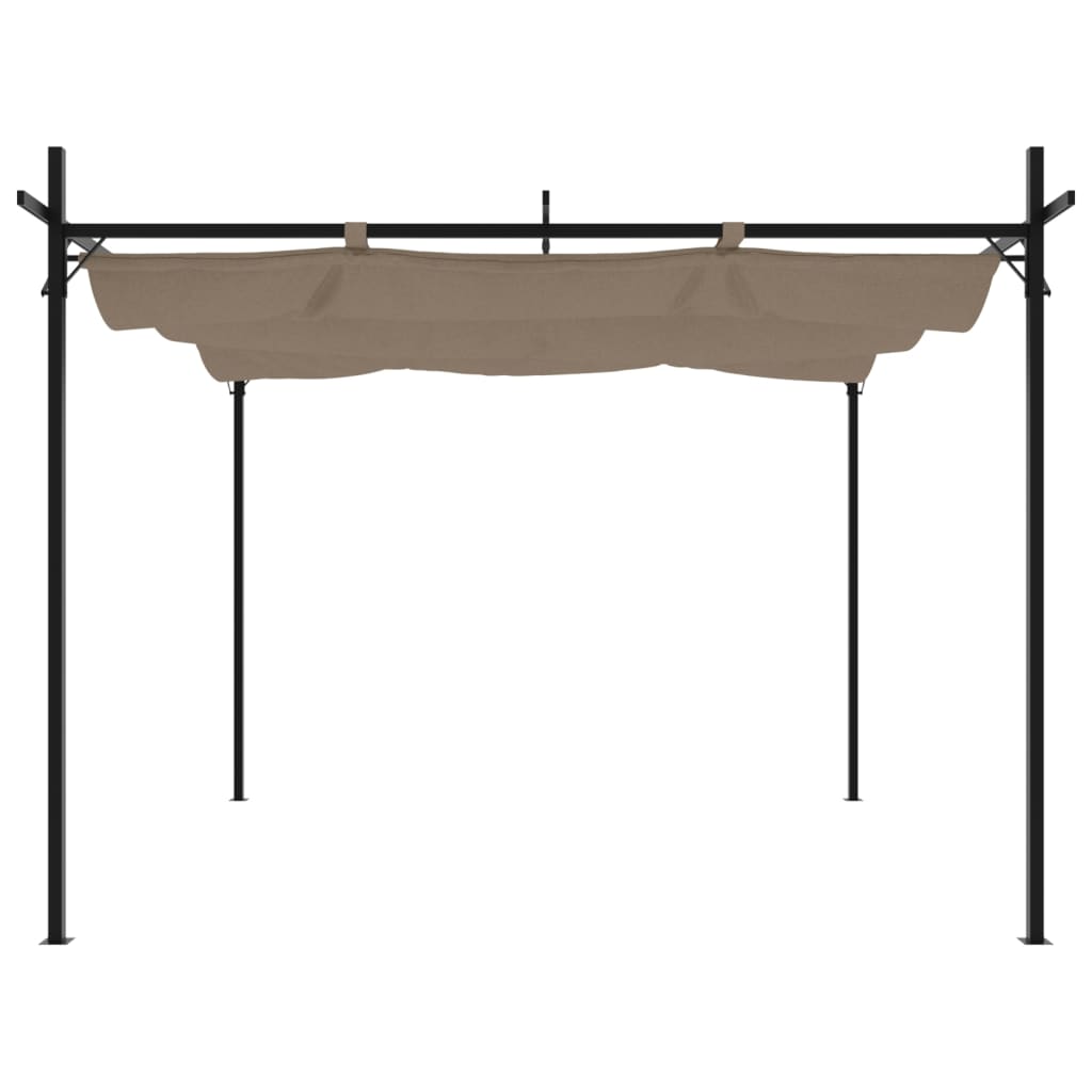 vidaXL Pergola with Retractable Roof Taupe 295x292x230 cm 3