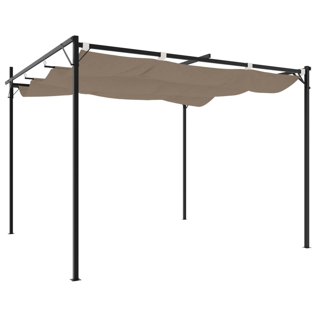 vidaXL Pergola with Retractable Roof Taupe 295x292x230 cm 5