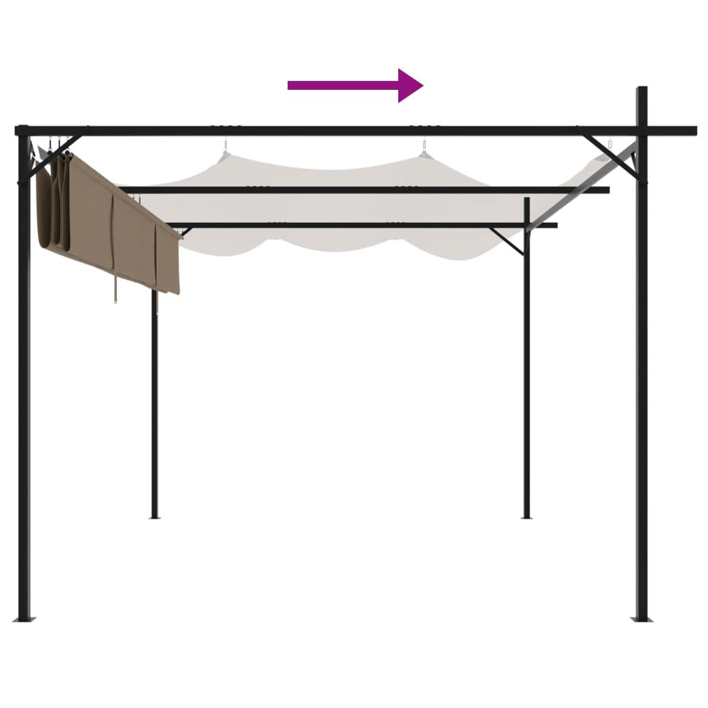 vidaXL Pergola with Retractable Roof Taupe 295x292x230 cm 6