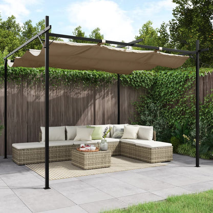 vidaXL Pergola with Retractable Roof Taupe 295x292x230 cm 1