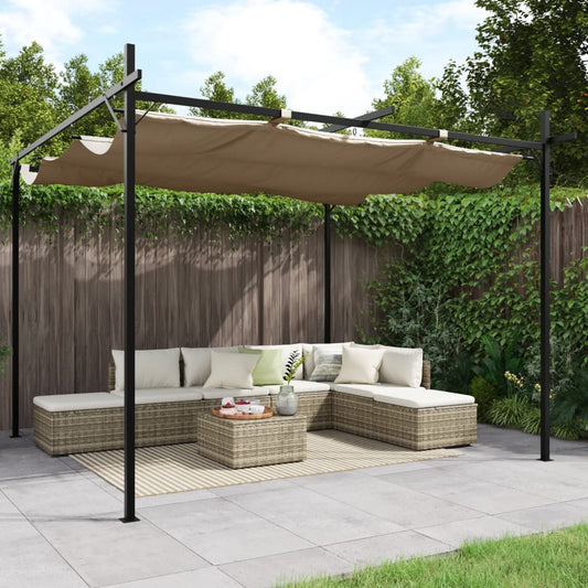 vidaXL Pergola with Retractable Roof Taupe 295x292x230 cm 1