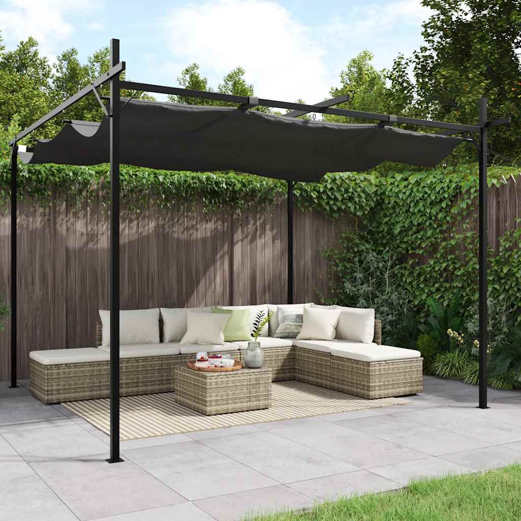 vidaXL Pergola with Retractable Roof Anthracite 295x292x230 cm 1