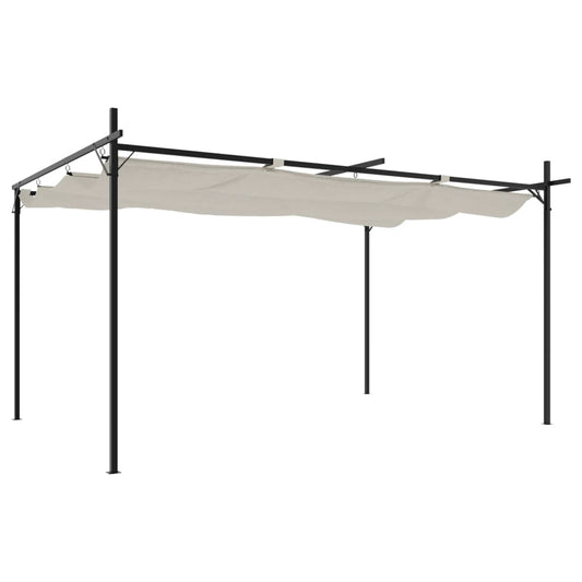 vidaXL Pergola with Retractable Roof Cream 395x292x230 cm 2