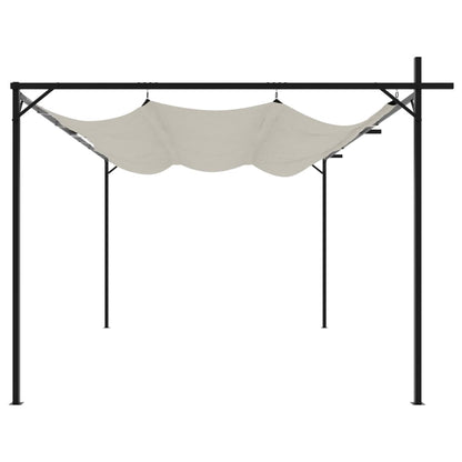 vidaXL Pergola with Retractable Roof Cream 395x292x230 cm 4