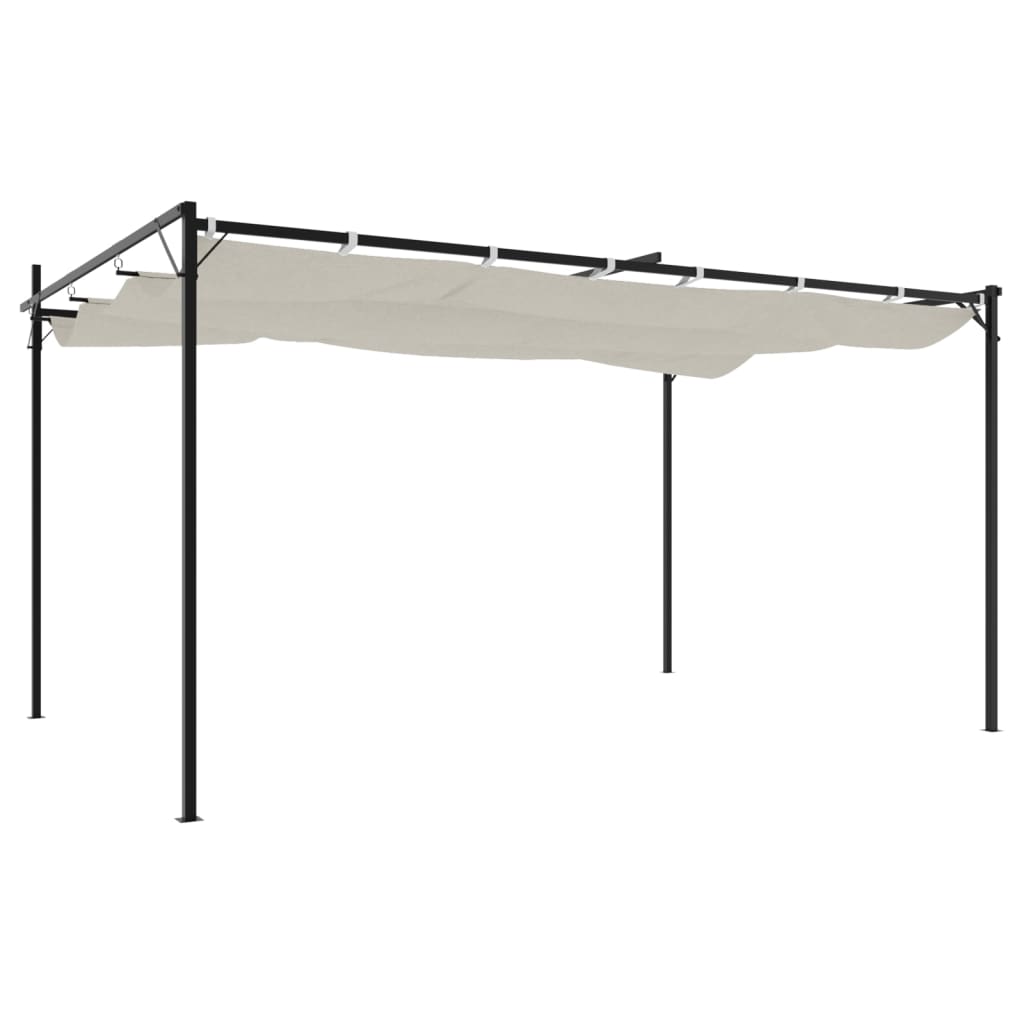 vidaXL Pergola with Retractable Roof Cream 395x292x230 cm 5