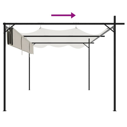vidaXL Pergola with Retractable Roof Cream 395x292x230 cm 6