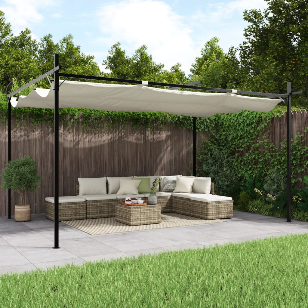 vidaXL Pergola with Retractable Roof Cream 395x292x230 cm 1