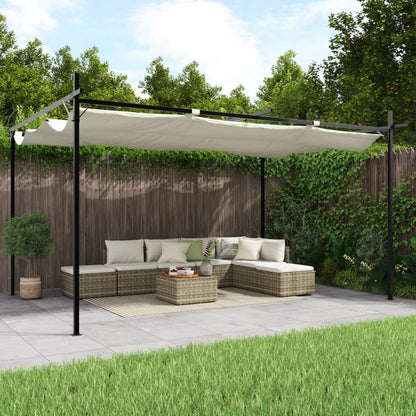 vidaXL Pergola with Retractable Roof Cream 395x292x230 cm 1