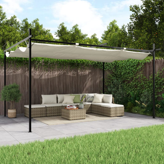 vidaXL Pergola with Retractable Roof Cream 395x292x230 cm 1
