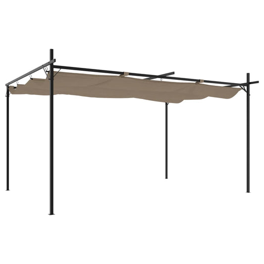 vidaXL Pergola with Retractable Roof Taupe 395x292x230 cm 2