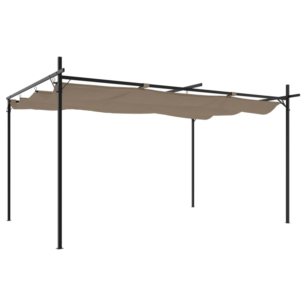 Pergola with Retractable Roof Taupe 395 x 292 x 230 cm