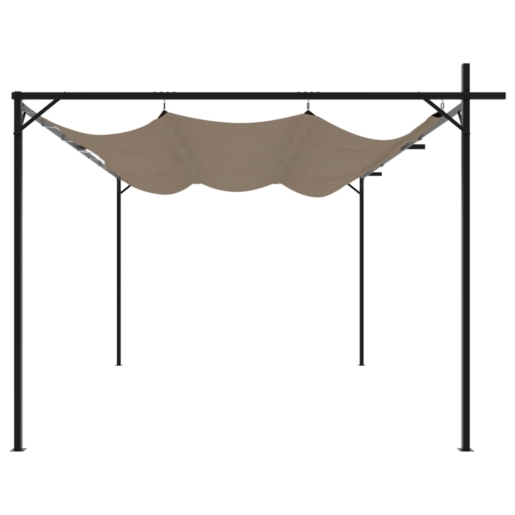 vidaXL Pergola with Retractable Roof Taupe 395x292x230 cm 4