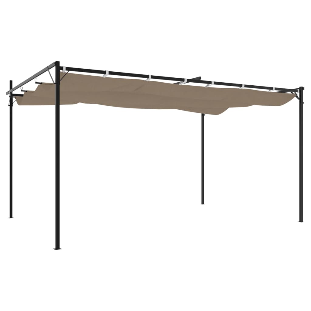 vidaXL Pergola with Retractable Roof Taupe 395x292x230 cm 5