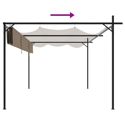 vidaXL Pergola with Retractable Roof Taupe 395x292x230 cm 6